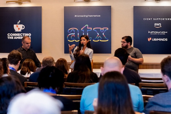 Alberto Silveira (Co-Creator of Connecting the Americas), Alyssa Lee (Senior GTM , Customer Success (AI/ML) at AWS), and Pedro Ferreira (Head of AI at Ubiminds)