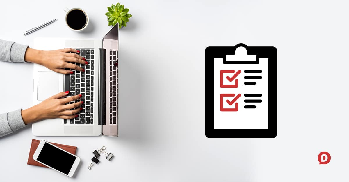 overhead desk and epic blog post checklist